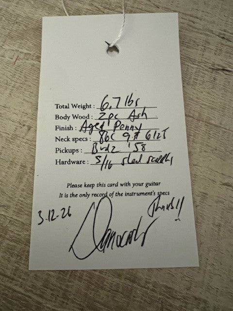 NEW Danocaster Single Cut Aged Penny