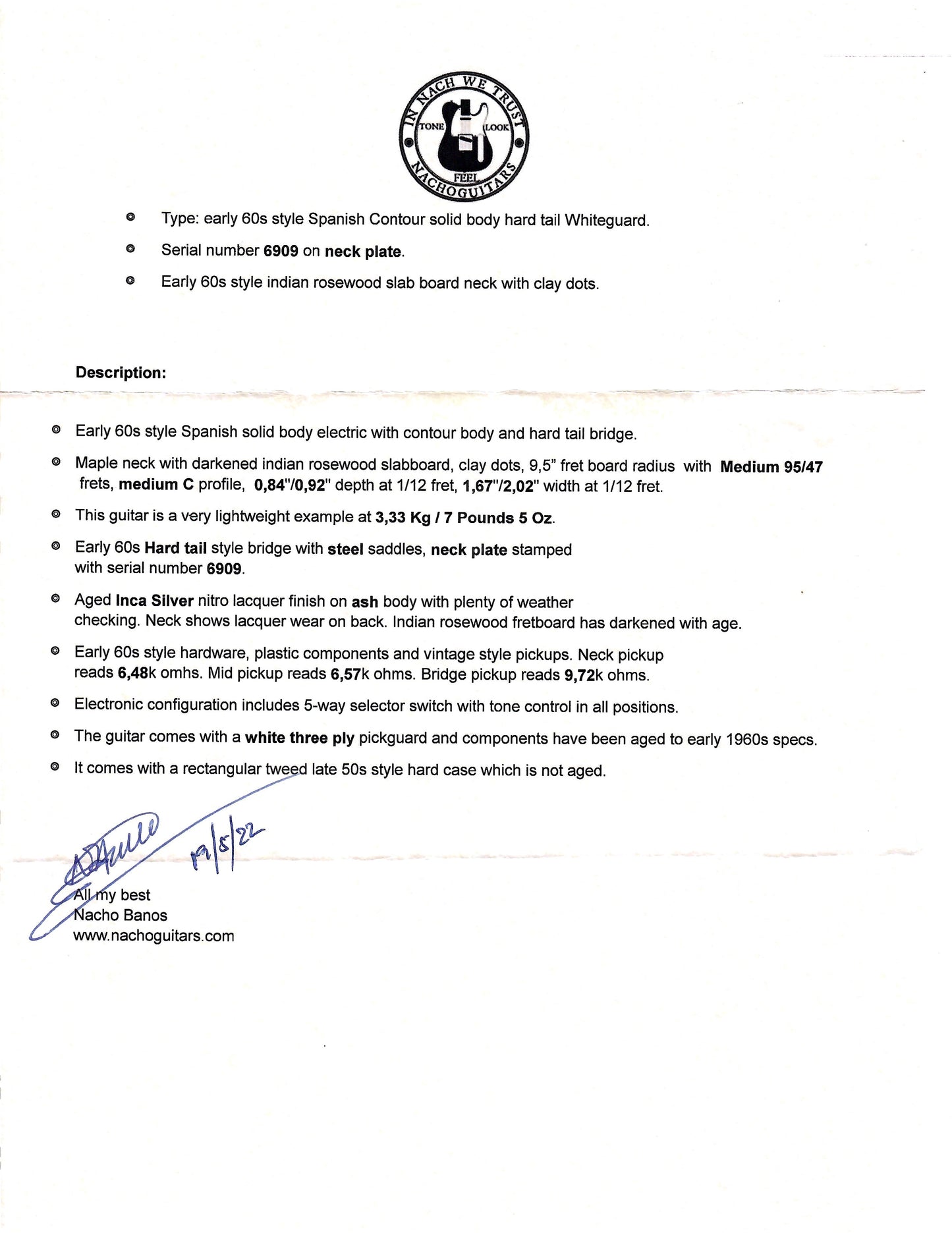 2022 Nacho Contour Body Hardtail #6909 *Custom Color* Inca Silver