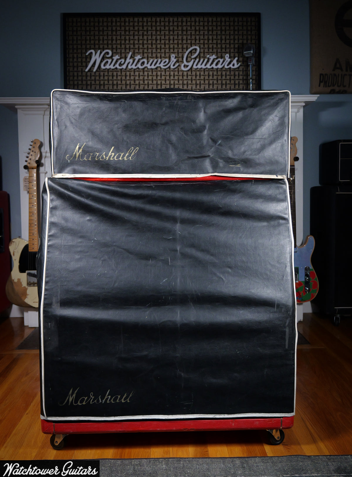 1969 Marshall Super Lead 100W Custom Color Red Original Rare with 4X12 Celestion Greenback Cabinet