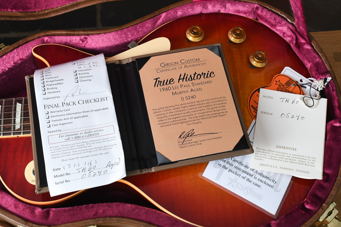 2016 Gibson '60 Les Paul R0 True Historic Tom Murphy Aged Vintage Cherry Sunburst