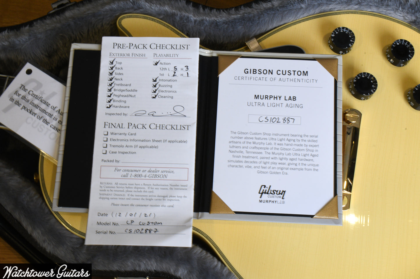 2021 Gibson Les Paul Custom Murphy Lab *M2M Ultra Light Aged* Classic White