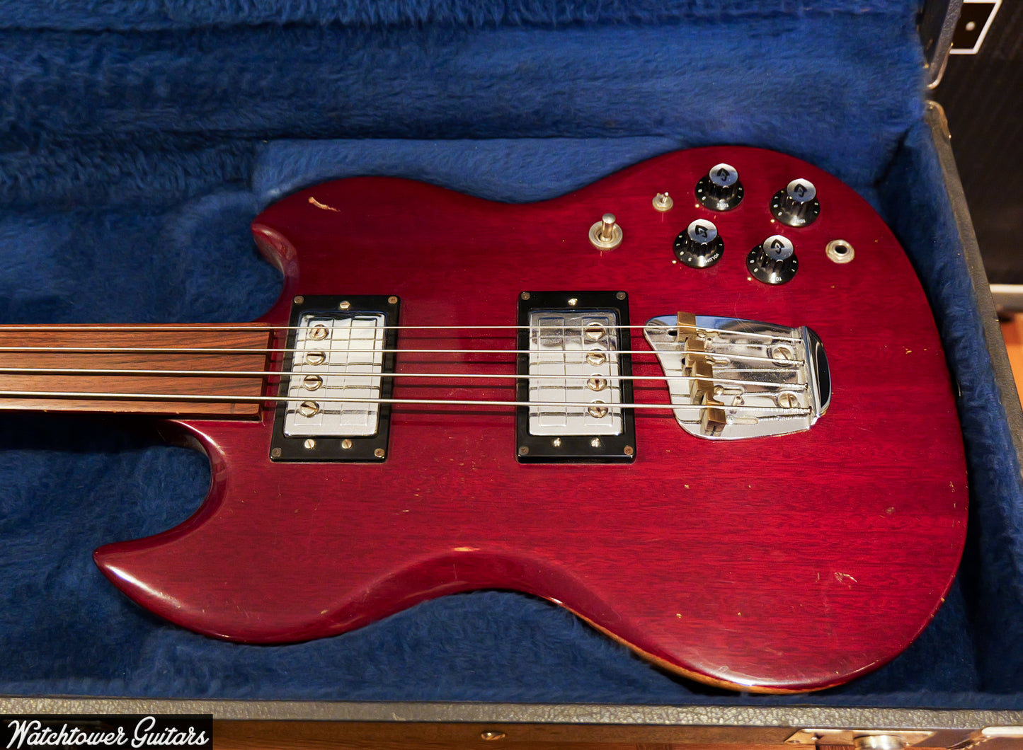 1973 Guild Jetstar JSII Bass Fretless Vintage Cherry