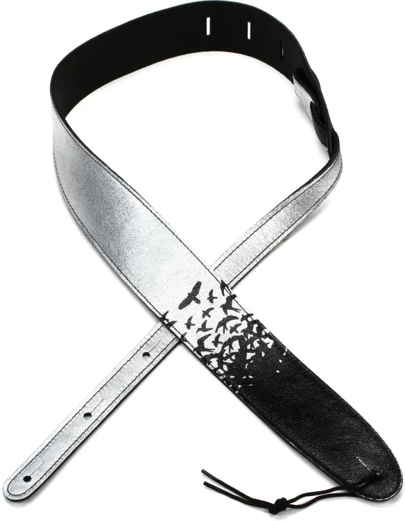 PRS 2.5" Leather Bird Strap Silver Shimmer