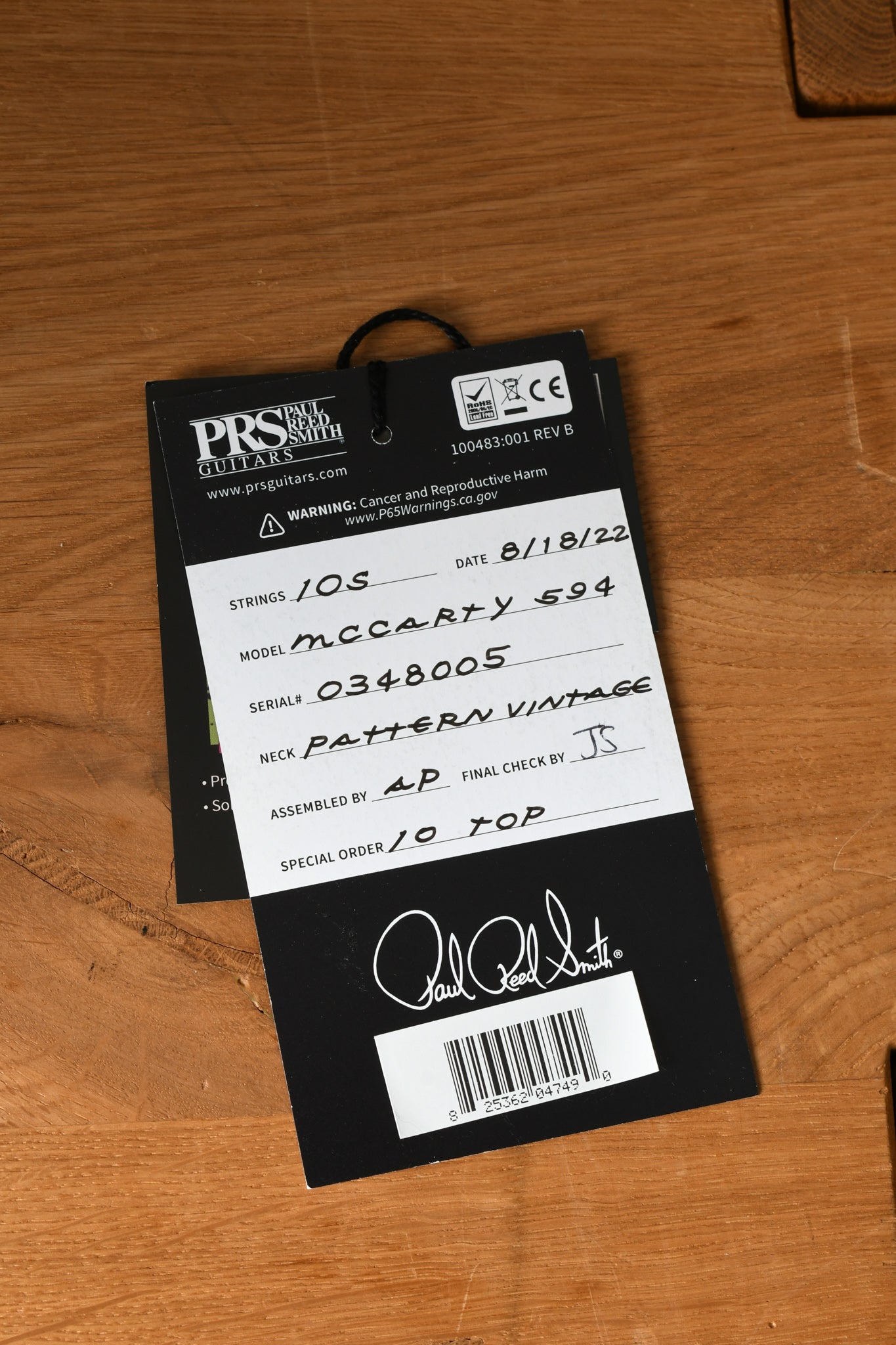 2022 Paul Reed Smith PRS McCarty 594 10 Top Purple Iris Wrap