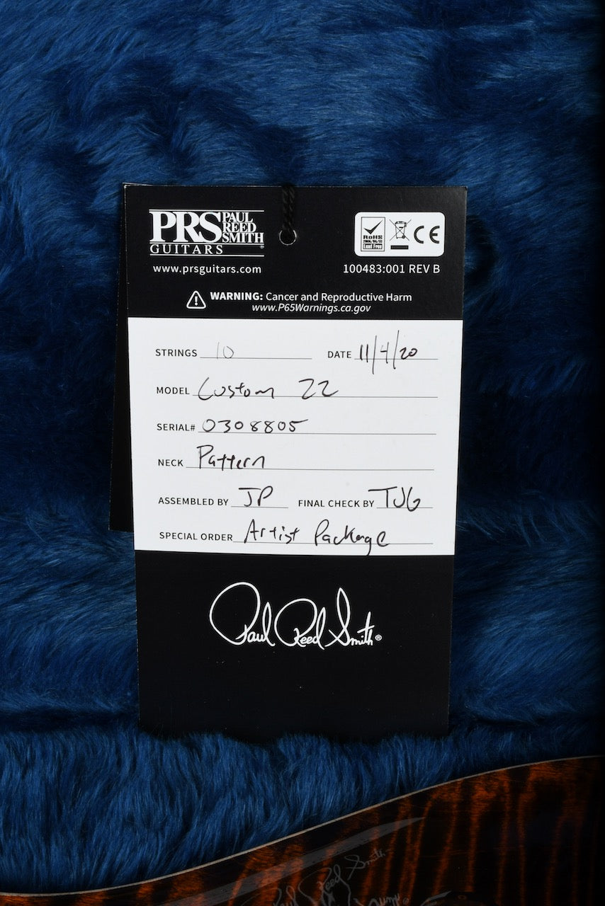 Paul Reed Smith PRS Custom 22 Orange Tiger Artist Package