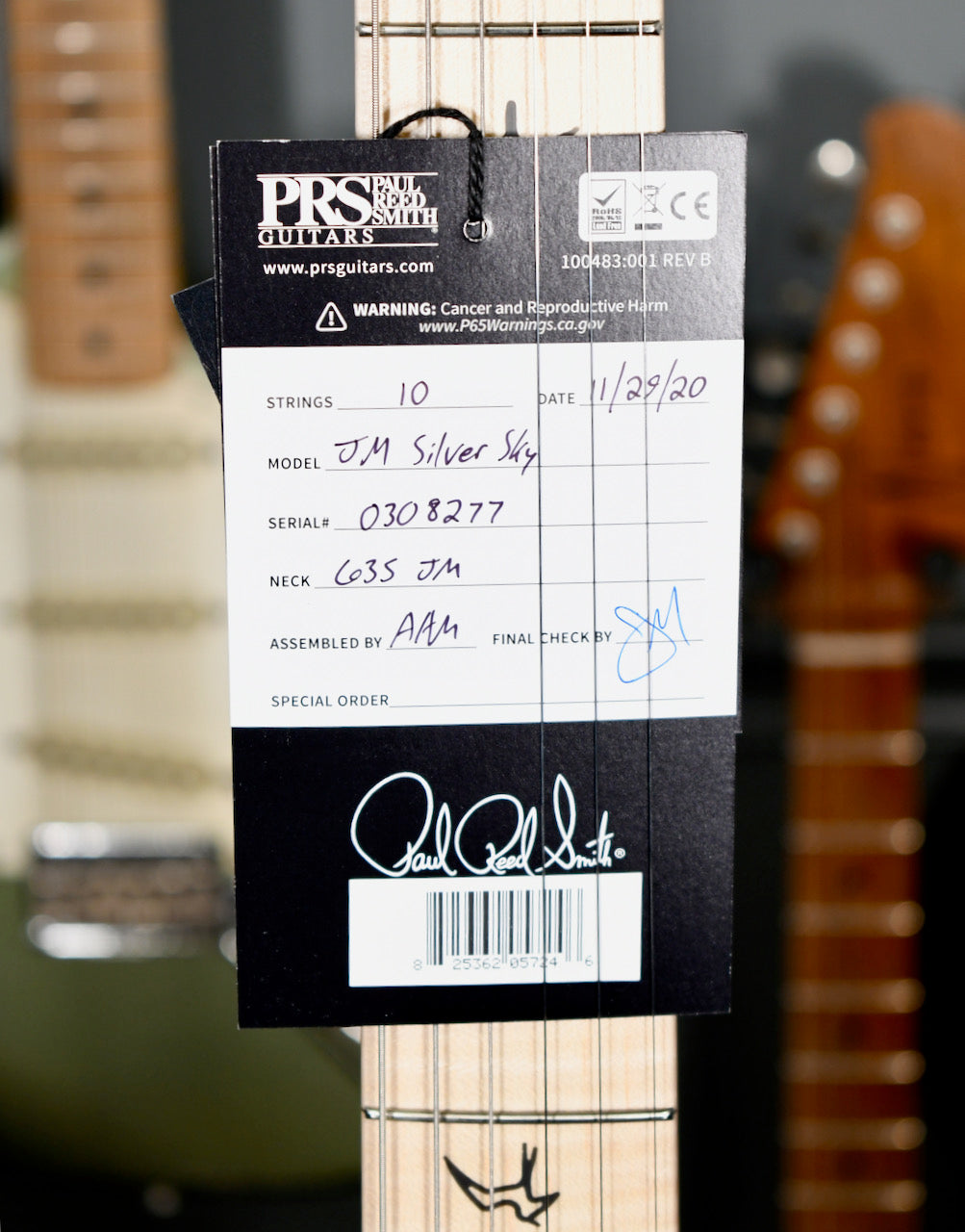 Paul Reed Smith PRS John Mayer Silver Sky Polar Blue Maple Neck