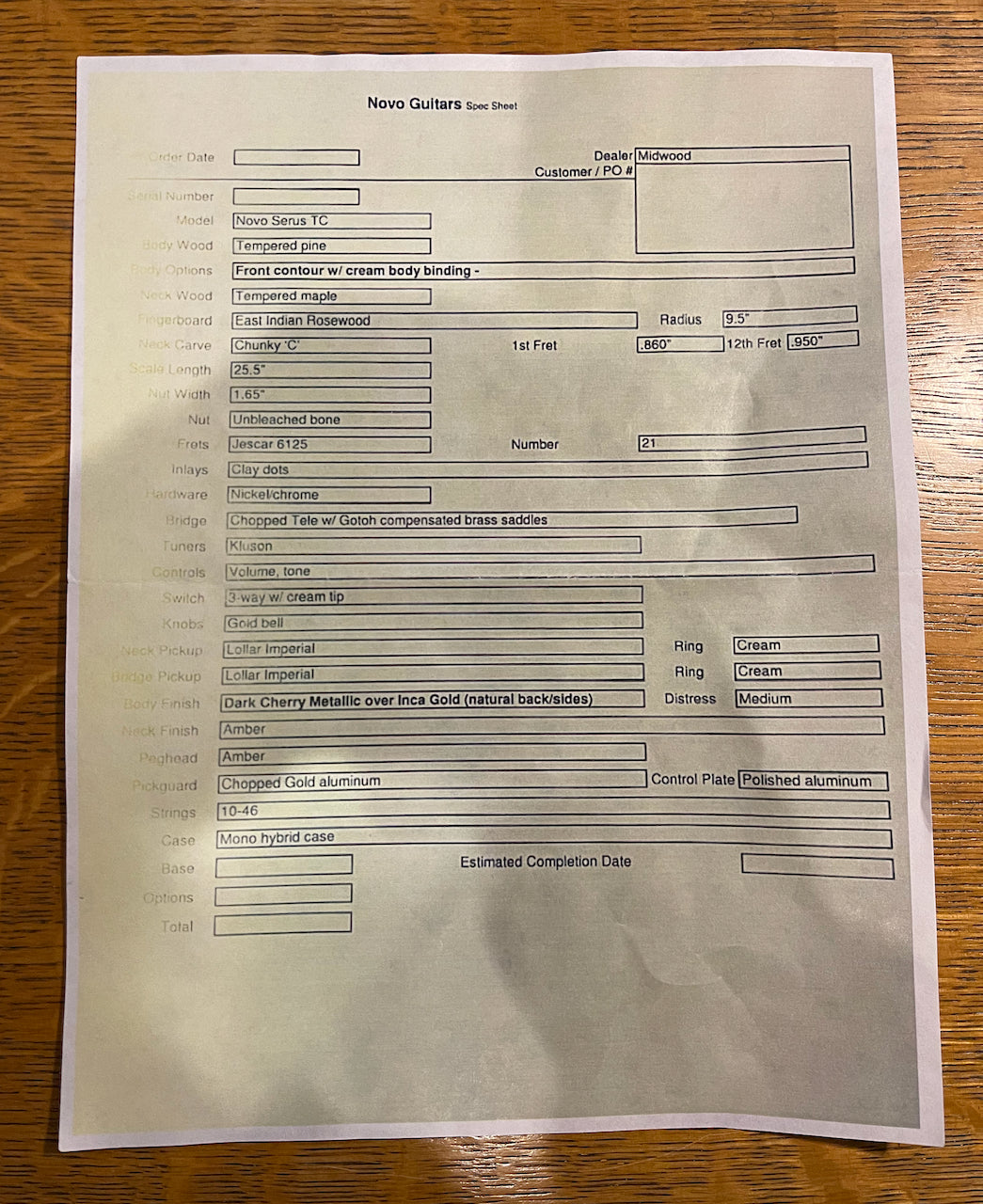 2018 Novo Serus TC Dark Cherry Metallic Over Inca Gold & Porter H90's