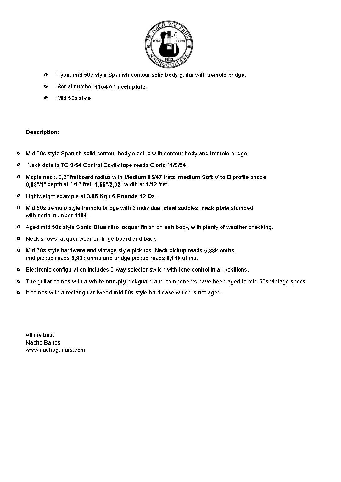 NEW Nacho Contour Body Sonic Blue #1104