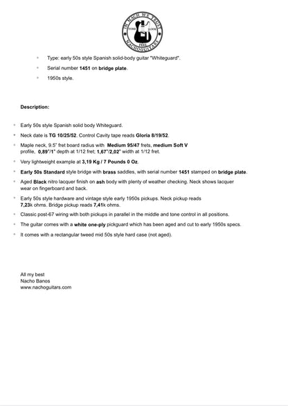 NEW Nacho Whiteguard #1451 Black, Heavy Aged