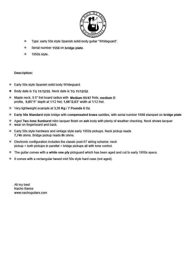 2025 Nacho Telecaster Aged Two Tone Sunburst Whiteguard #1556