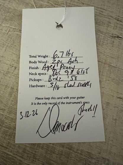 NEW Danocaster Single Cut Aged Penny