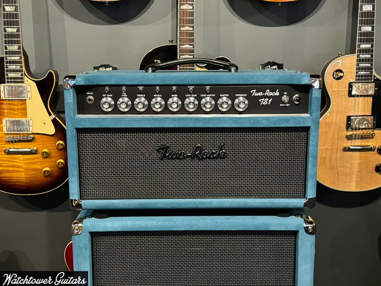 Two Rock TS-1 100/50 Watt Head & 2x12 Set Medium Blue Suede/Modern Silver Grill