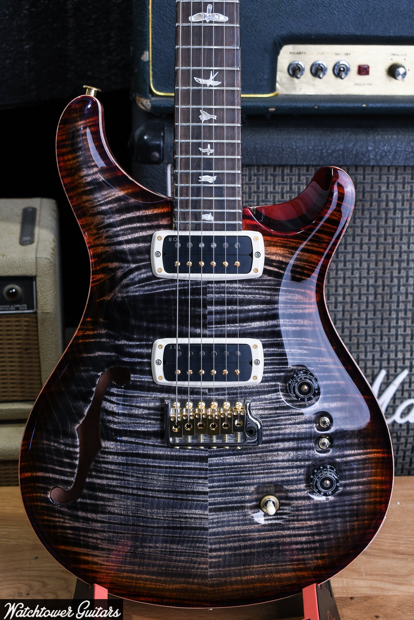 Paul Reed Smith PRS 40th Anniversary Custom 24-08 Semi Hollow Limited Edition Charcoal Cherry Burst