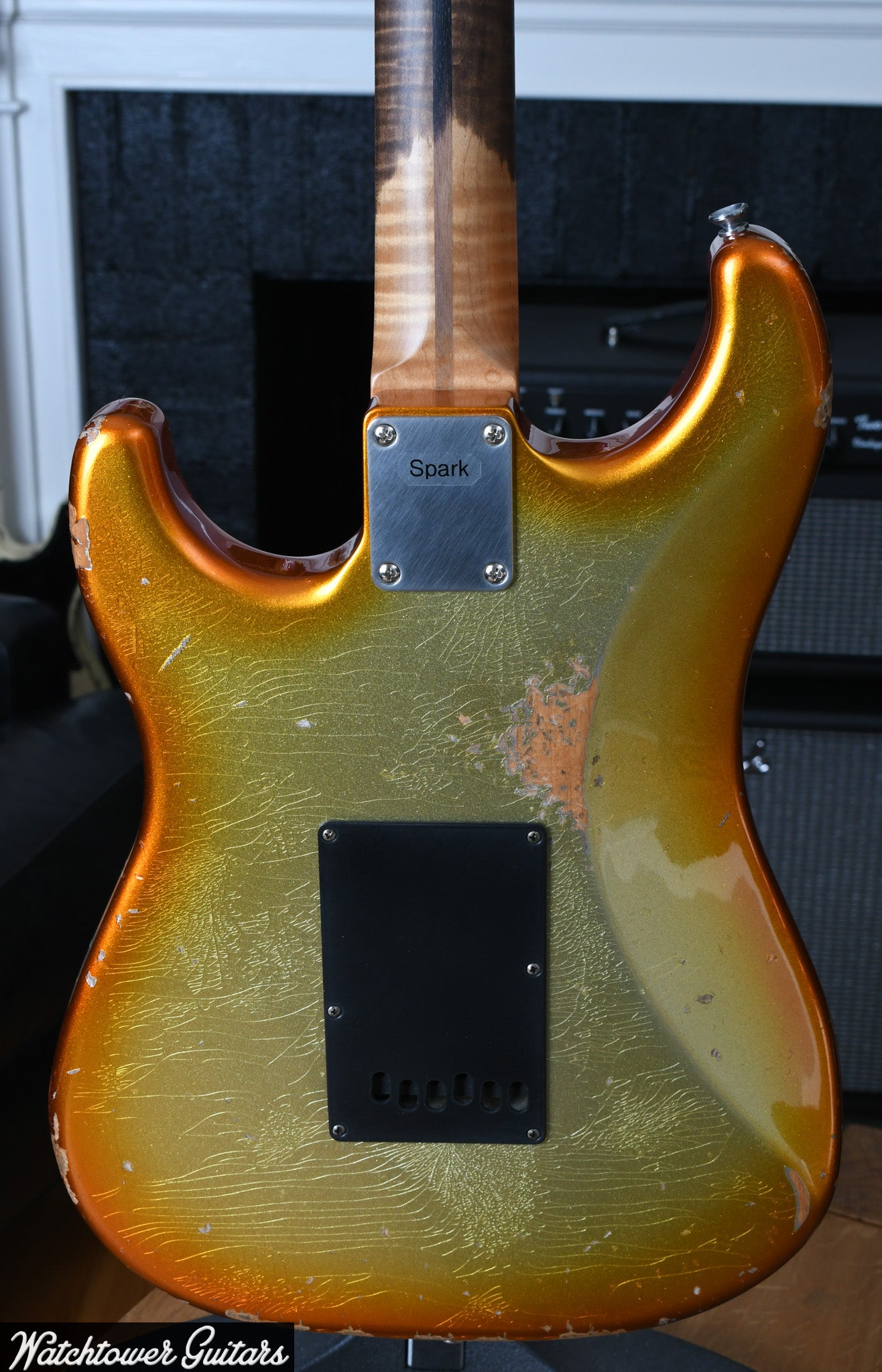 LSL Instruments Saticoy Burnt Orange Sparkle Burst To Shoreline Gold Heavy Aged "Spark"