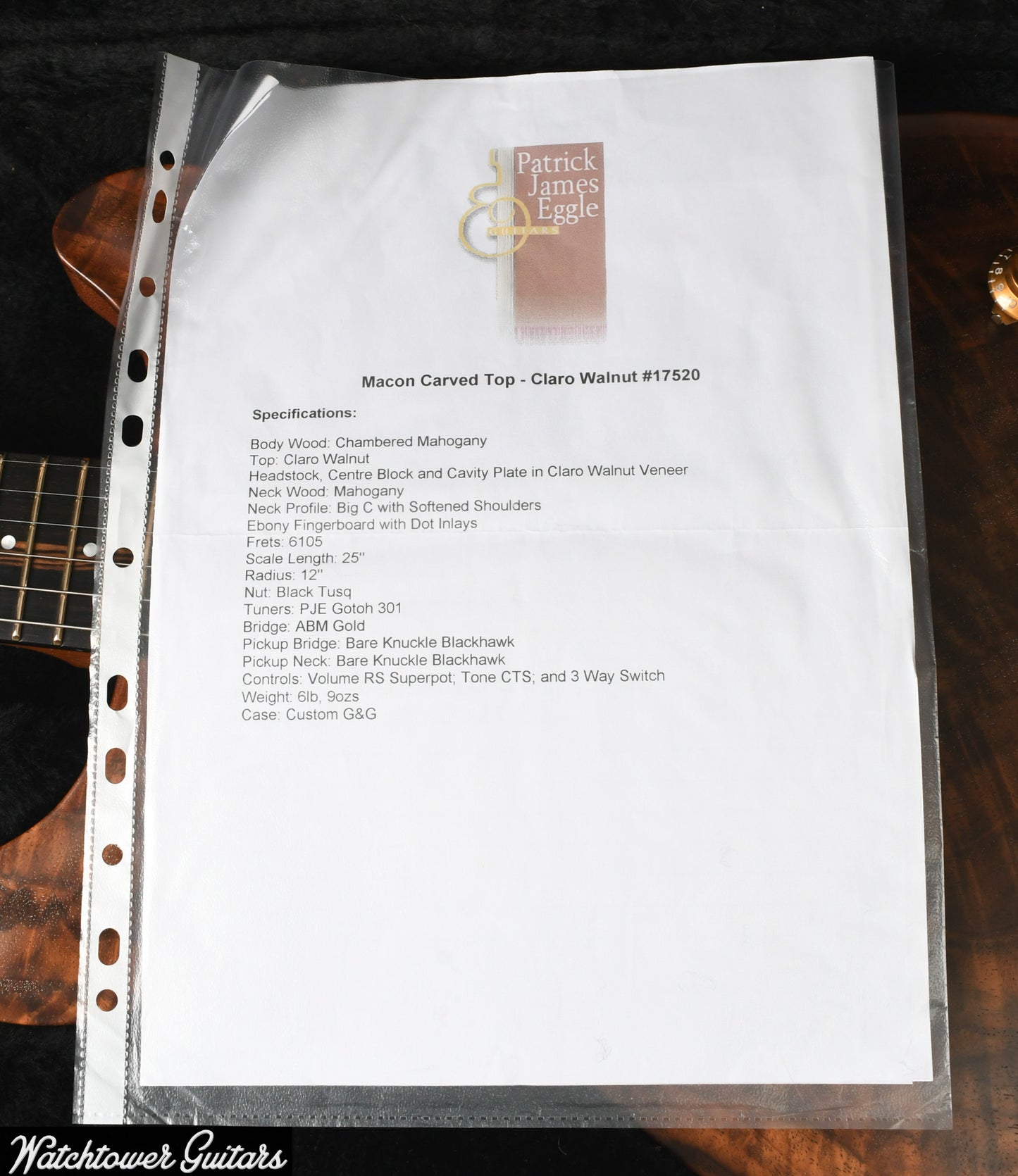 2013 Patrick James Eggle Macon Double Cut Claro Walnut