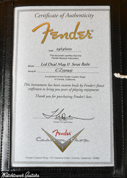 2021 Fender Custom Shop Limited Dual Mag II '60 Stratocaster Aged Black over 3 Tone Sunburst Relic