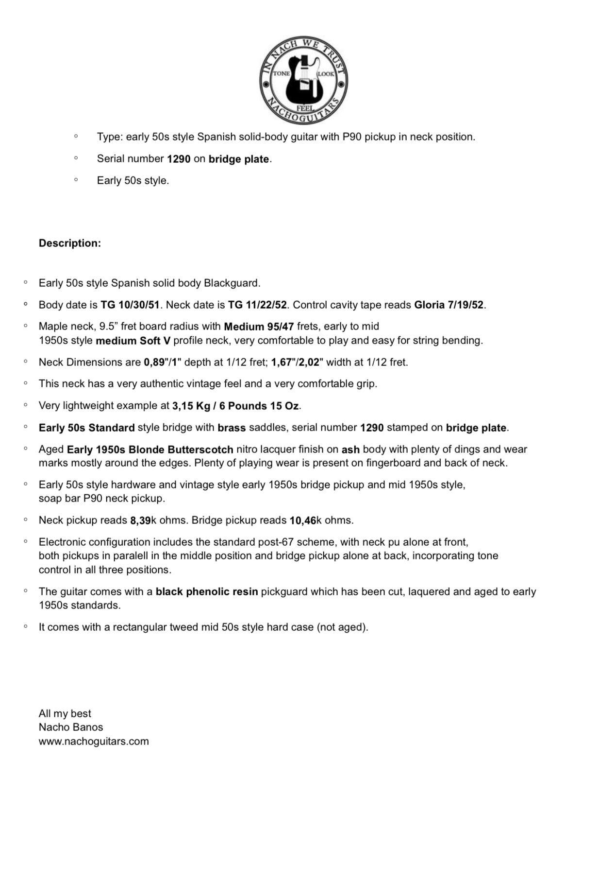 NEW Nacho Blackguard #1290 w/P90 Heavy Aged