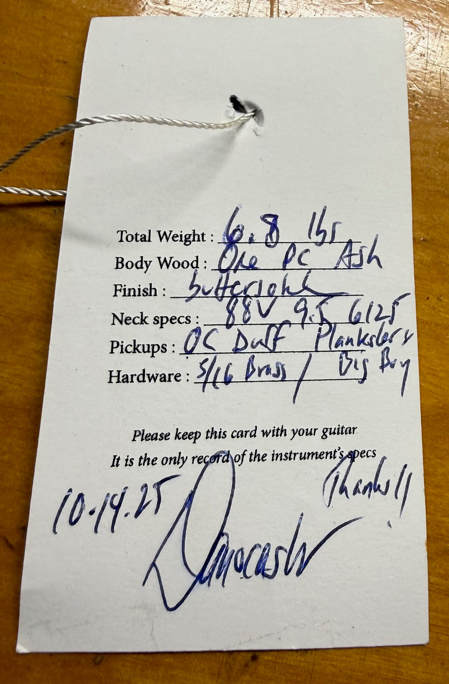 2025 Danocaster Single Cut Butterscotch