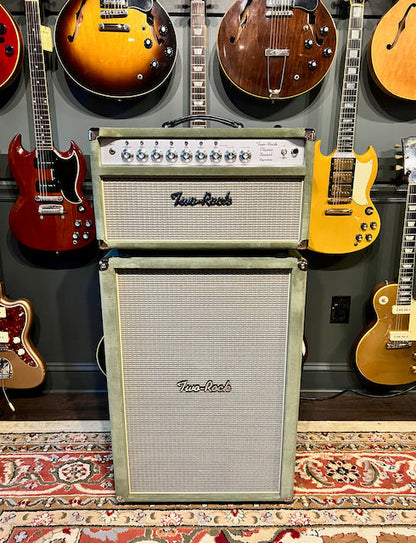 2023 Two Rock Classic Reverb Signature 100/50 Watt Head & 2x12 Cabinet Moss Green Suede with Vintage Beige Grill