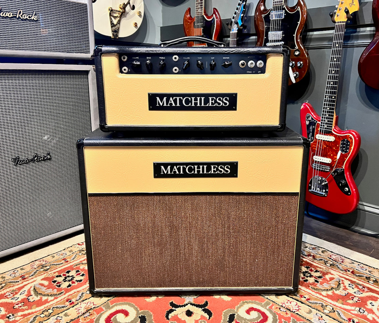 Matchless Half Stack 2001 Matchless HC30 & 2x12 Cabinet Black/Elk Beige – Watchtower Guitars