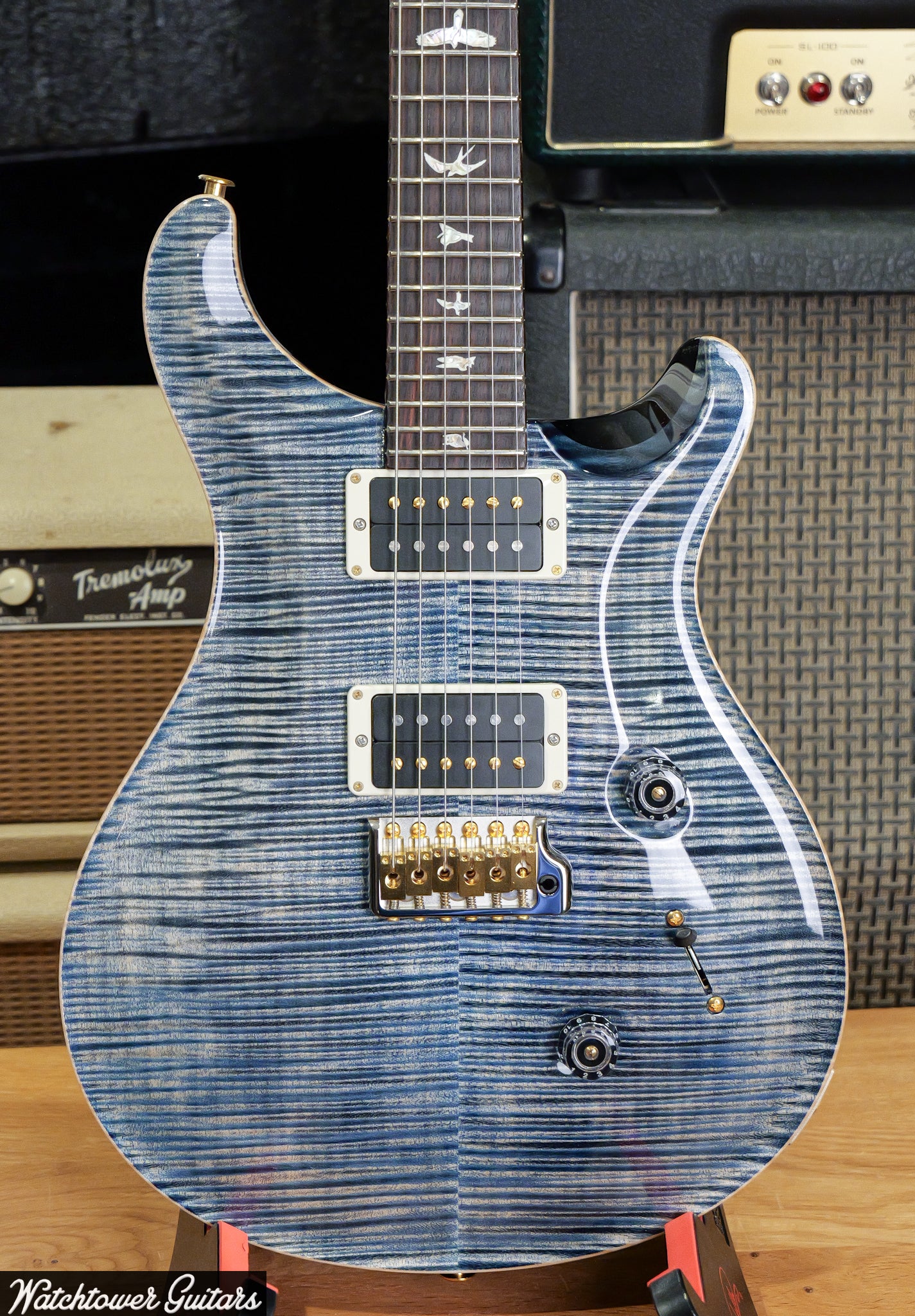 Paul Reed Smith PRS Custom 24 10 Top Faded Whale Blue – Watchtower Guitars