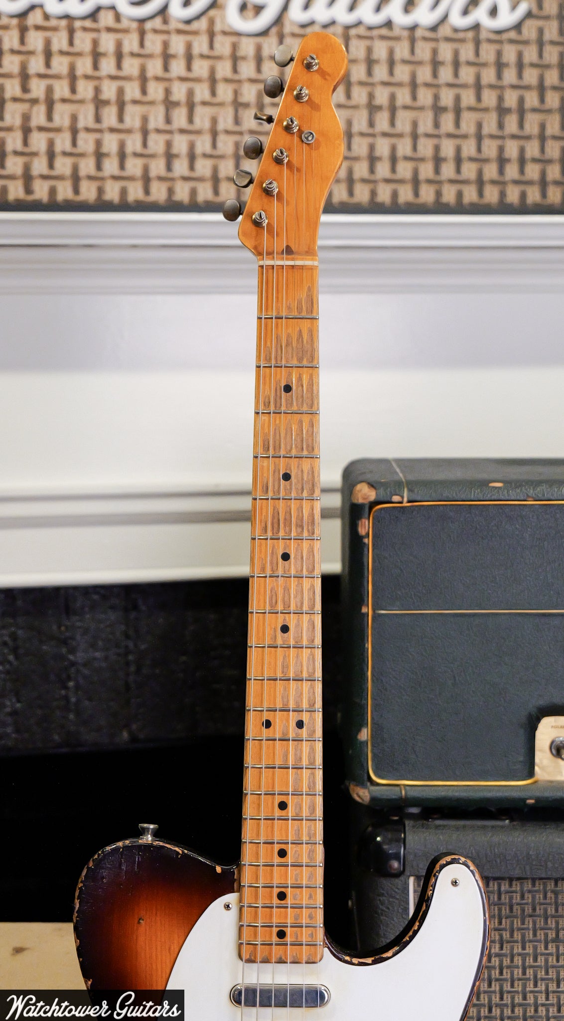 2025 Nacho Telecaster Aged Two Tone Sunburst Whiteguard #1556