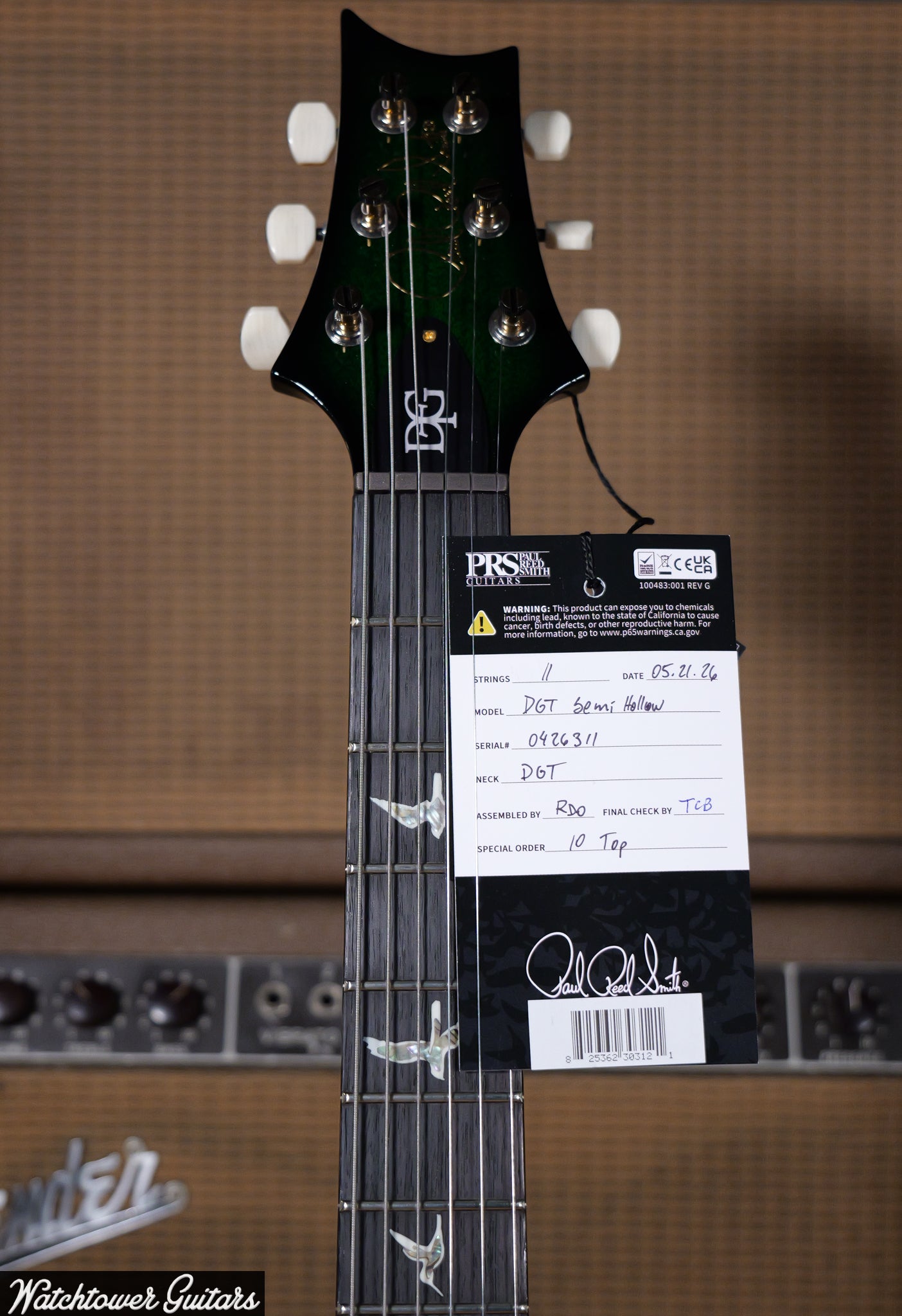 Paul Reed Smith PRS Semi Hollow 10 Top DGT *Sprayer's Choice* Emerald Green Burst