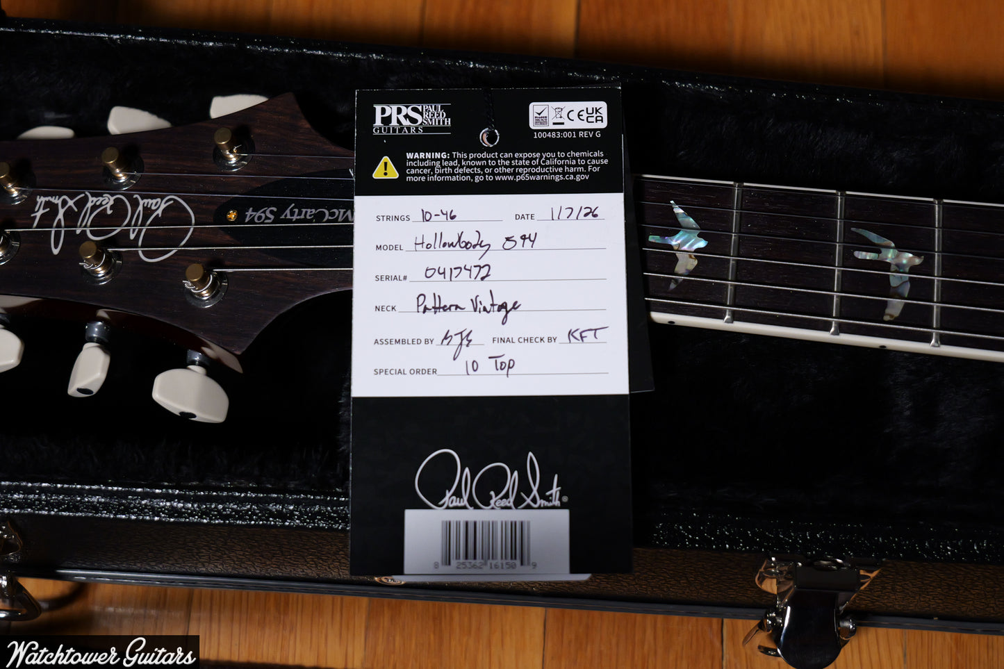 Paul Reed Smith PRS McCarty 594 Hollowbody II 10 Top *Sprayer's Choice* Vintage Natural