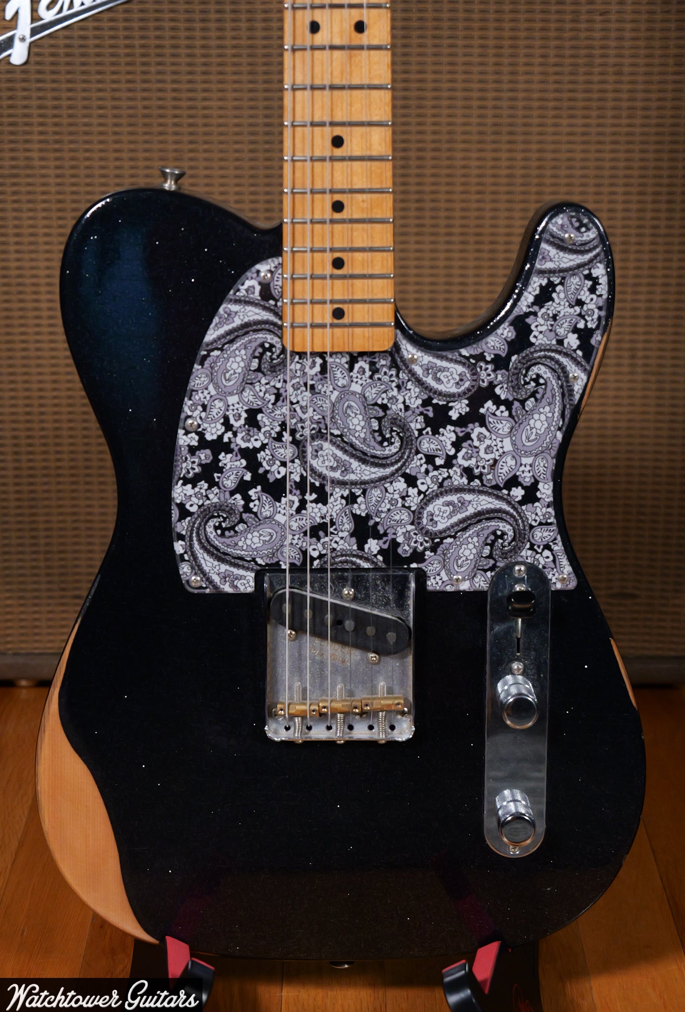 2020 Fender MIM Brad Paisley Esquire Road Worn Black Sparkle