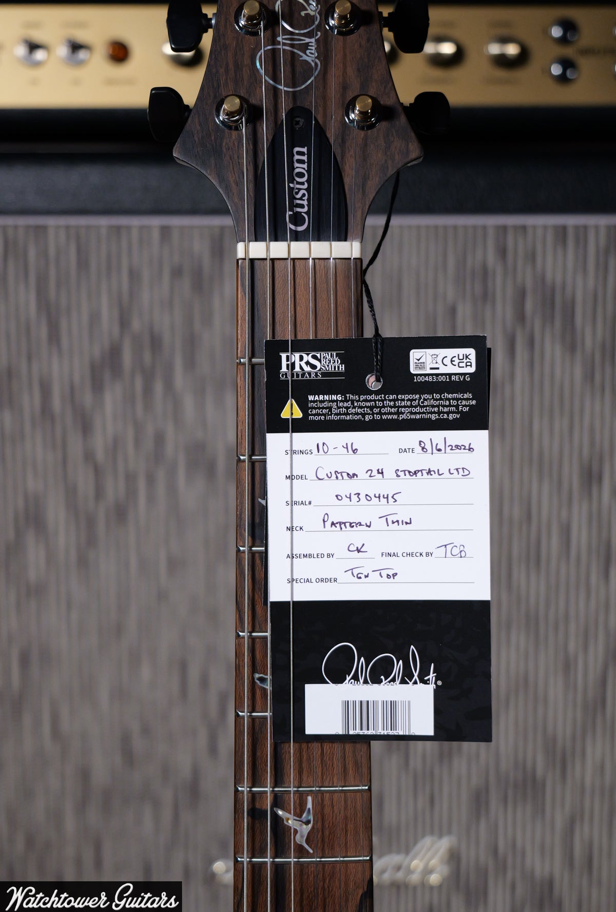 Paul Reed Smith PRS Custom 24 Stoptail Wood Library Charcoal