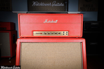1969 Marshall Super Lead 100W Custom Color Red Original Rare with 4X12 Celestion Greenback Cabinet