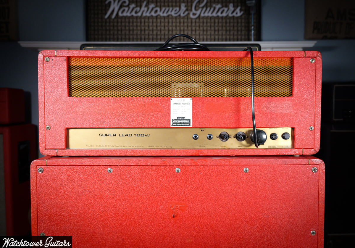 1969 Marshall Super Lead 100W Custom Color Red Original Rare with 4X12 Celestion Greenback Cabinet