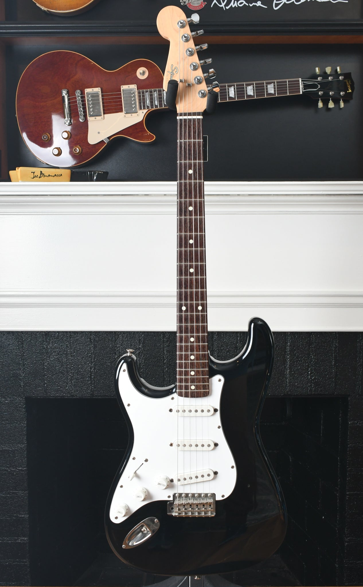 1987 Fender Japan Squier Left handed Stratocaster Black E series MIJ Hendrix