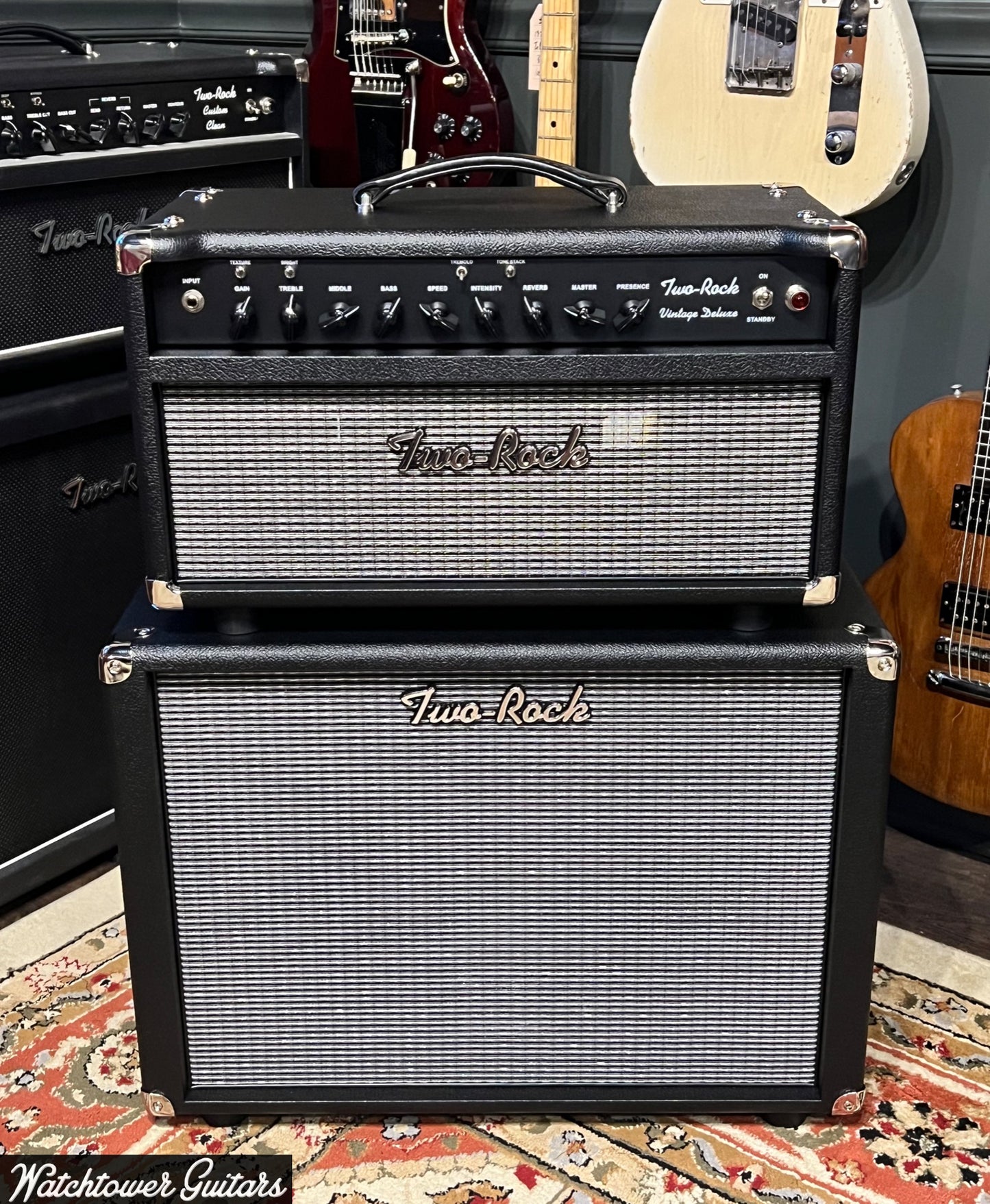 Two Rock Vintage Deluxe 35 Watt 6L6 & 1x12 Cabinet Black Bronco & Silver Cloth