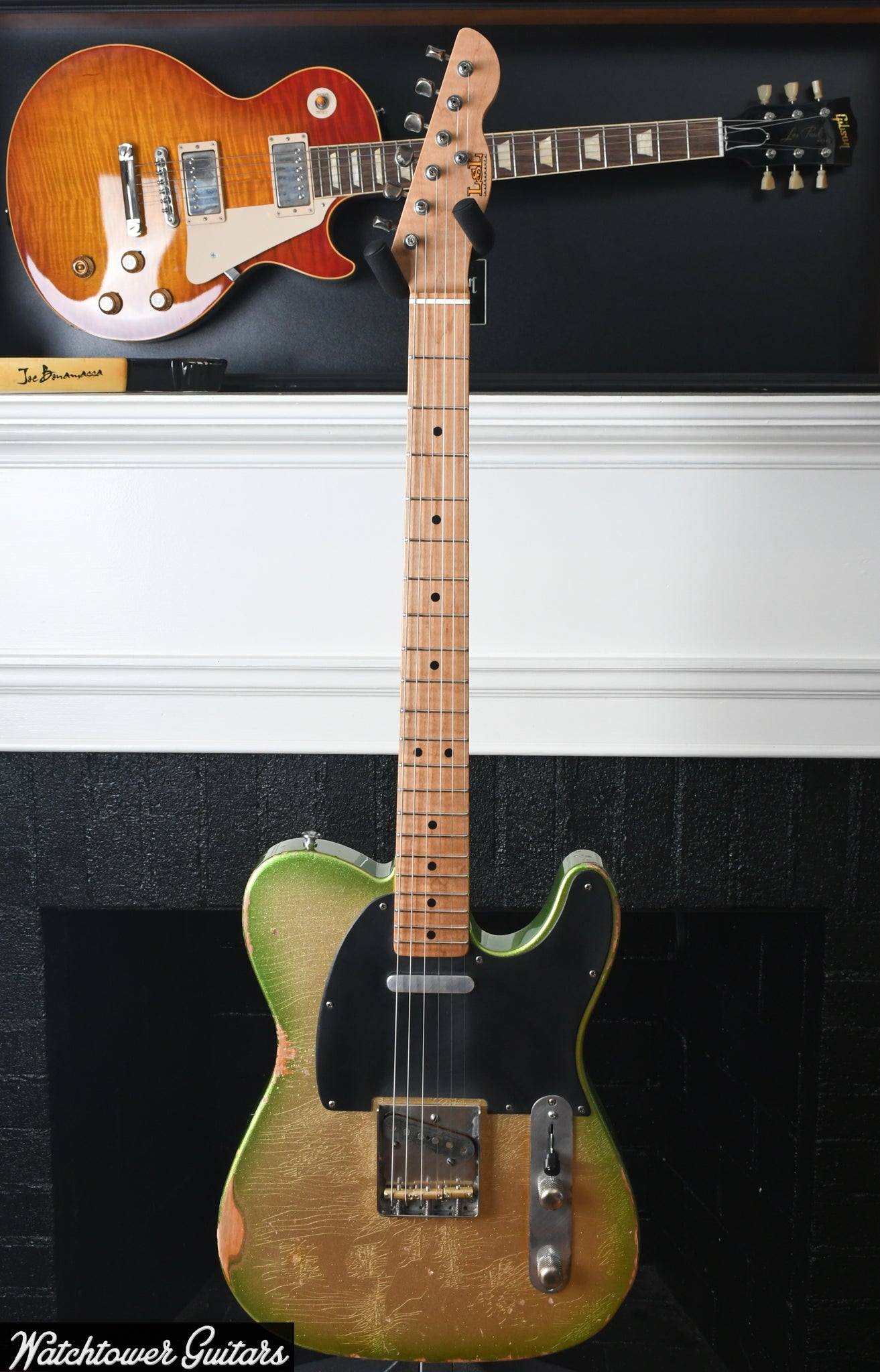 LSL Instruments T Bone Gold Cactus Green Burst Sparkle Heavy Aged "Kosta"