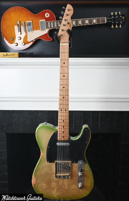 LSL Instruments T Bone Gold Cactus Green Burst Sparkle Heavy Aged "Kosta"