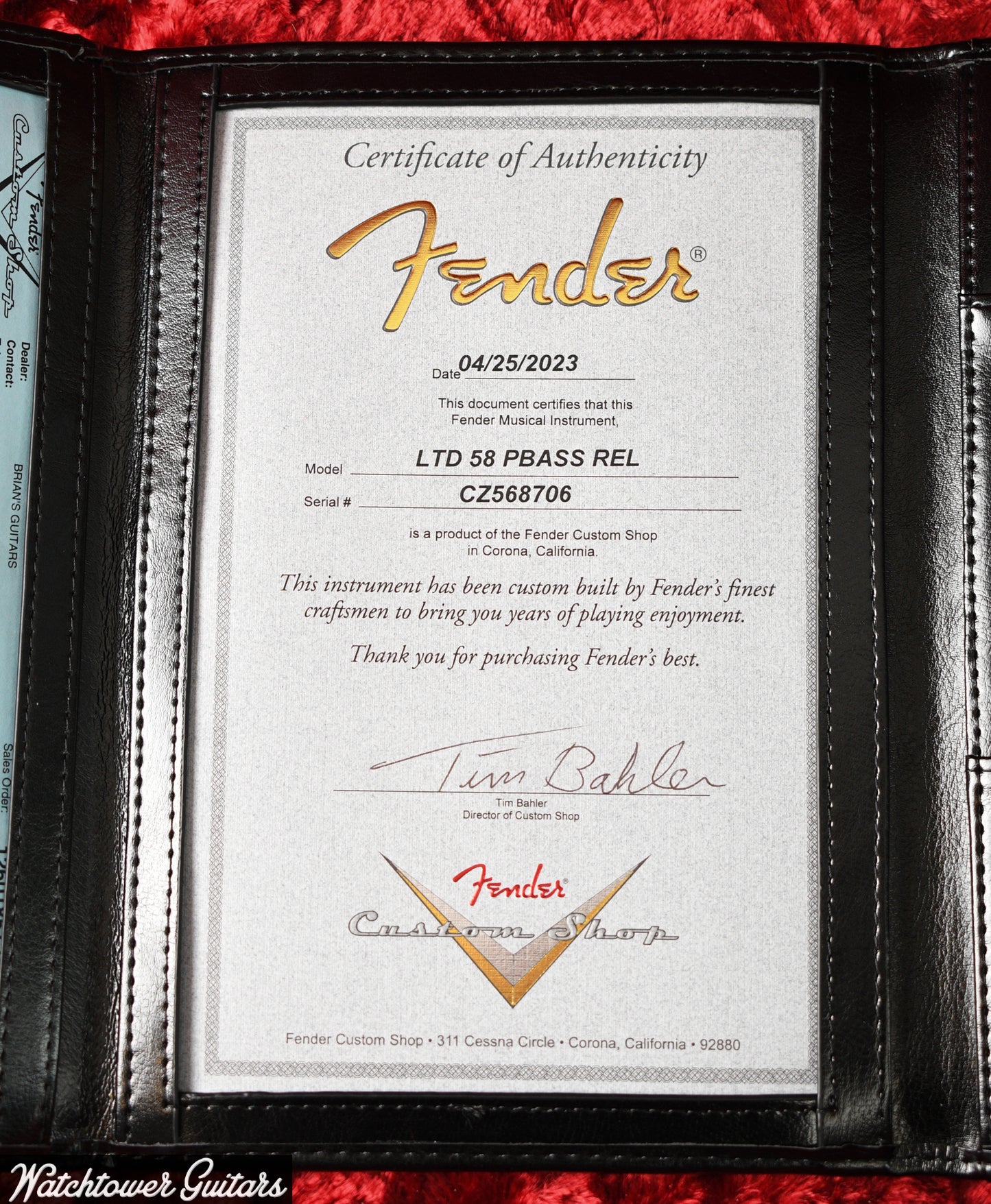 2023 Fender Custom Shop Limited '58 Precision Bass Relic 3 Tone Sunburst