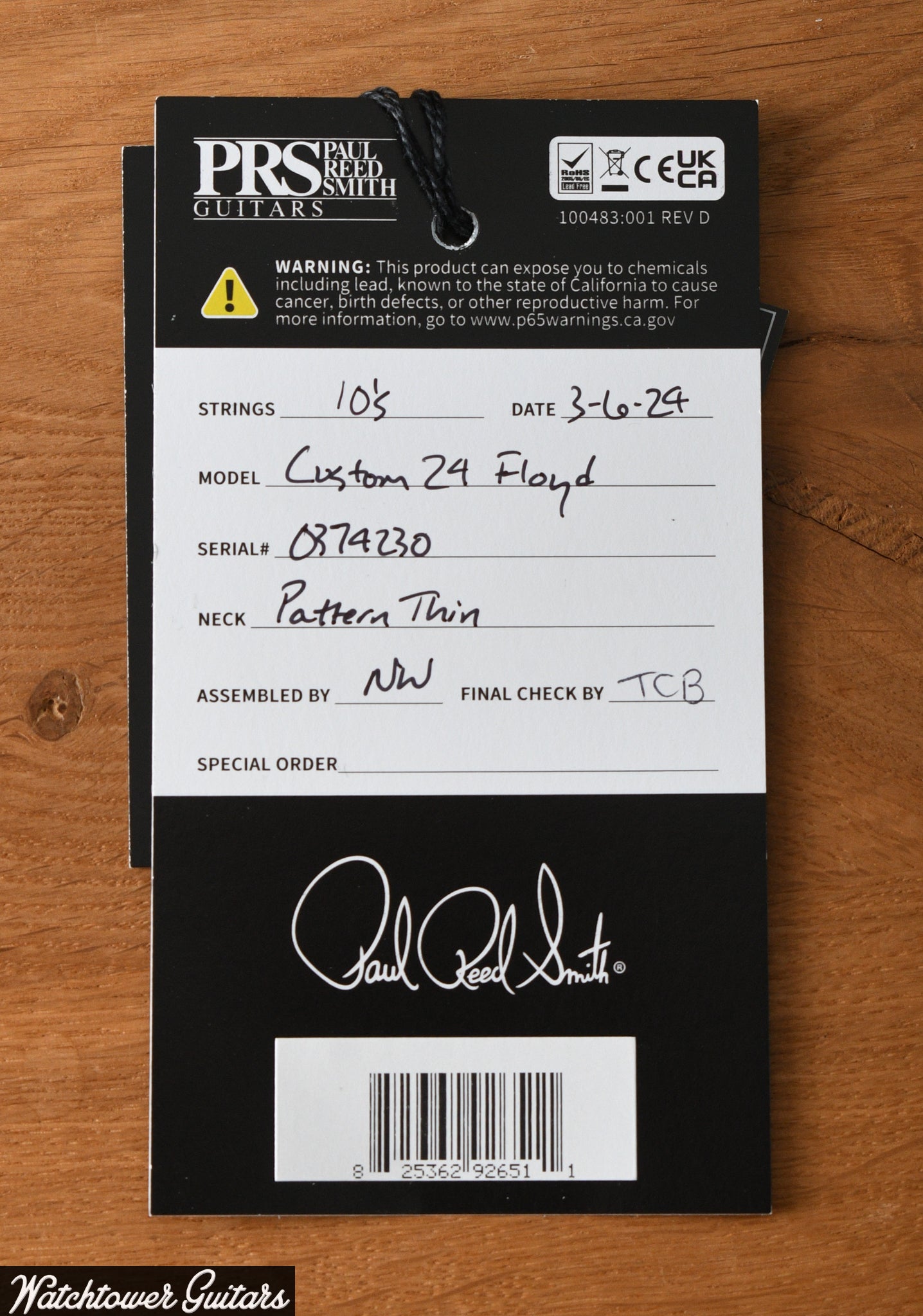 Paul Reed Smith PRS Custom 24 "Floyd" 10 Top Fire Red