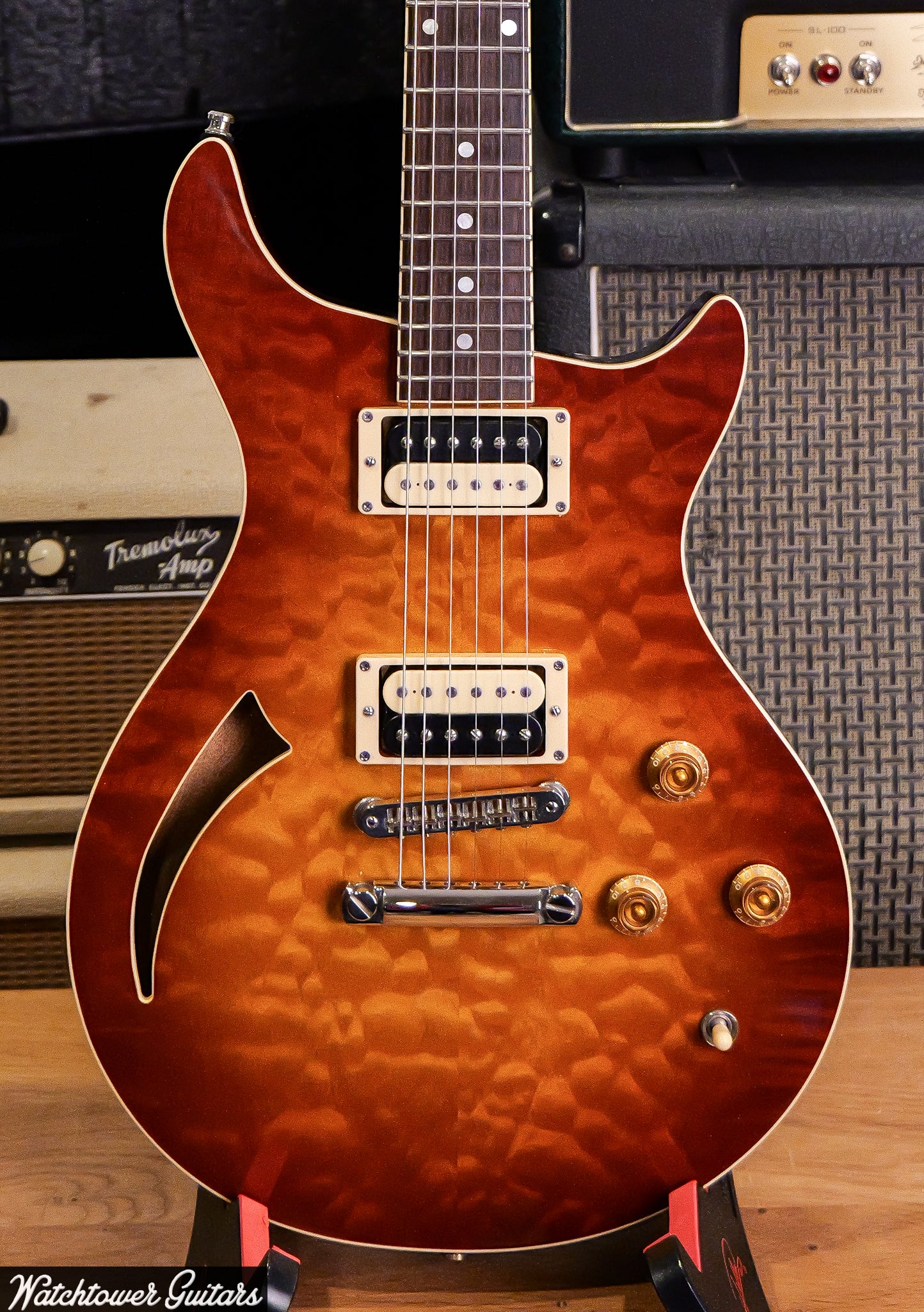2000 Baker BJ Hollow Korina Dark Cherry Burst Quilt