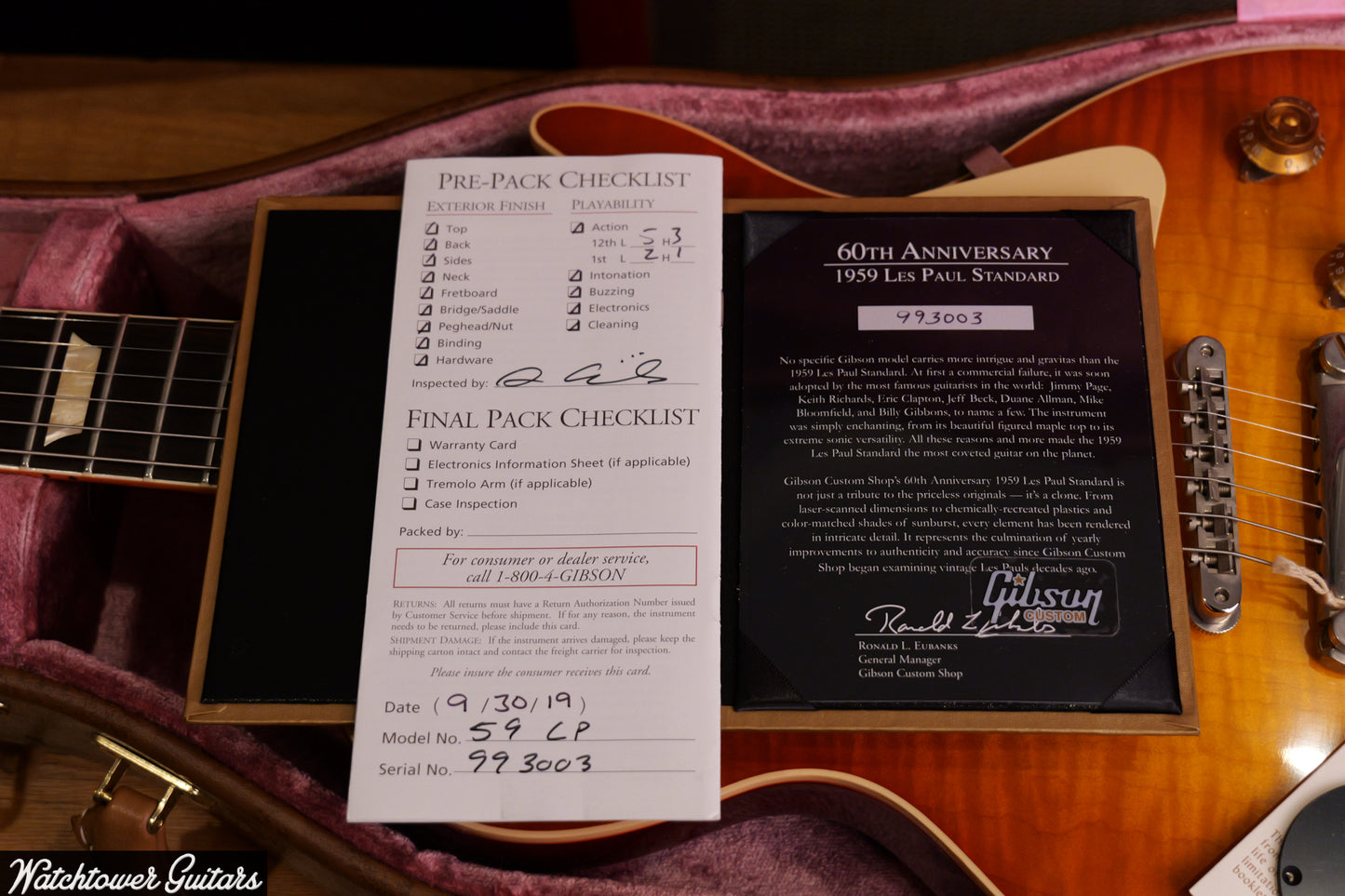2019 Gibson 60th Anniversary Les Paul 1959 R9 Reissue Sunrise Teaburst