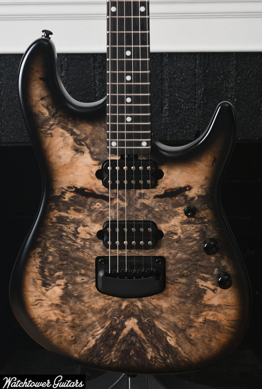 Ernie Ball Music Man Jason Richardson Cutlass Natural Buckeye Burl, Black Burst