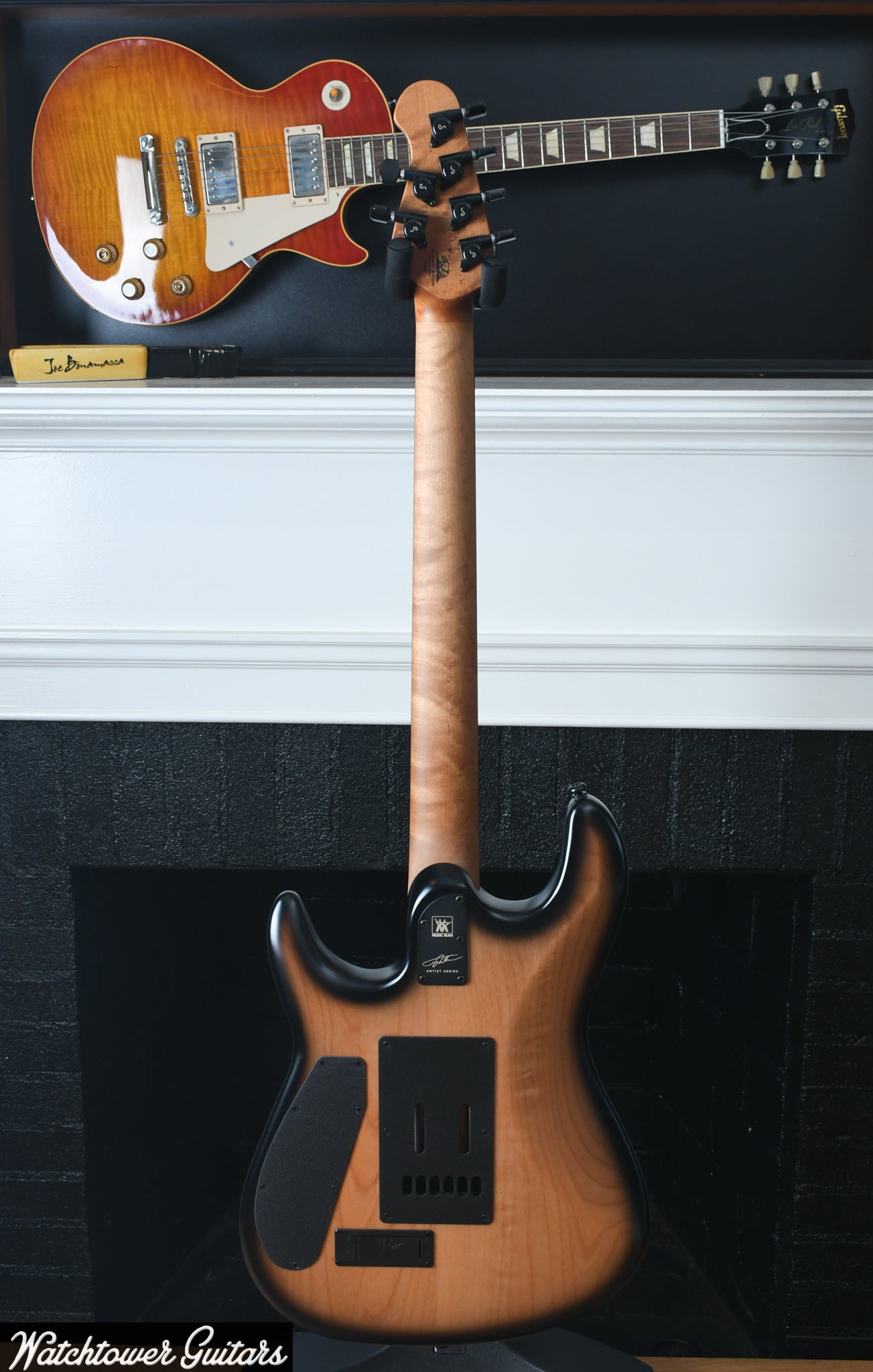 Ernie Ball Music Man Jason Richardson Cutlass Natural Buckeye Burl, Black Burst