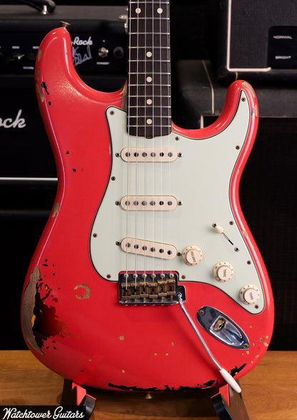 2022 Fender Custom Shop Michael Landau Signature 1963 Stratocaster Fiesta Red over 3-Color Sunburst