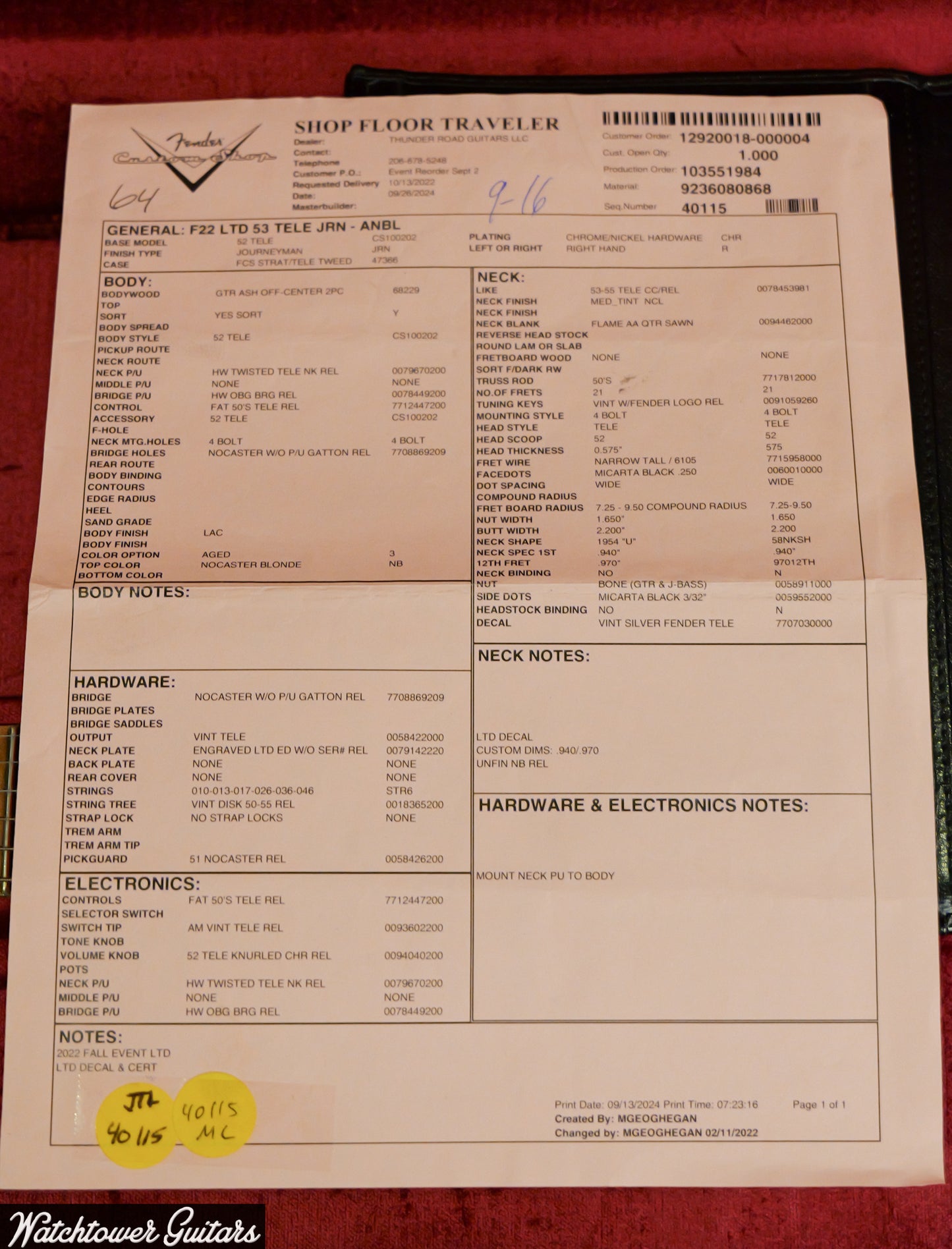 2024 Fender Custom Shop LTD 1953 Telecaster Journeyman Relic Butterscotch Blonde