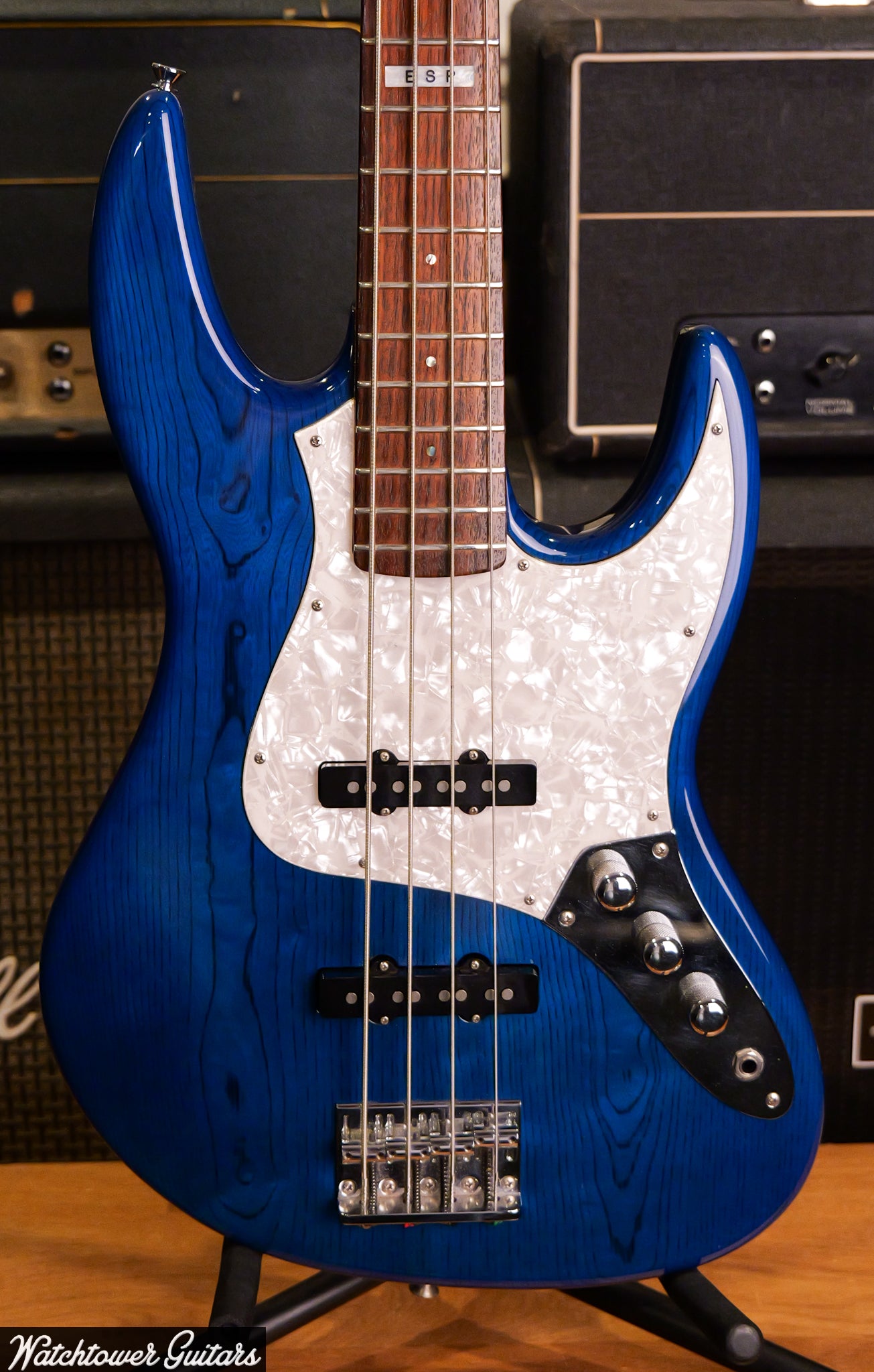 1990's ESP Japan 4 String Bass J-Four Translucent Blue