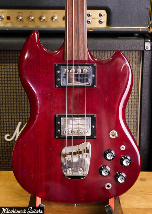 1973 Guild Jetstar JSII Bass Fretless Vintage Cherry