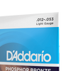 D'Addario 12-53 Light, Phosphor Bronze Acoustic Guitar Strings EJ16