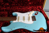 2019 Fender Custom Shop LTD Roasted Tomatillo Stratocaster Aged Daphne Blue over 2-Color Sunburst