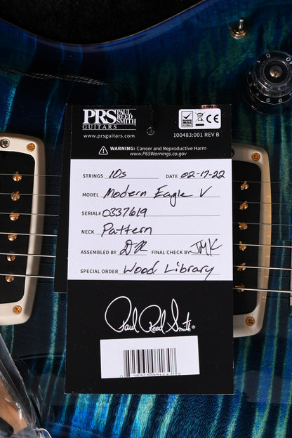 2022 Paul Reed Smith PRS Modern Eagle V *Wood Library* River Blue with Blue Burst Rosewood Neck