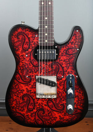 Crook Telecaster Black & Red Sparkle Paisley